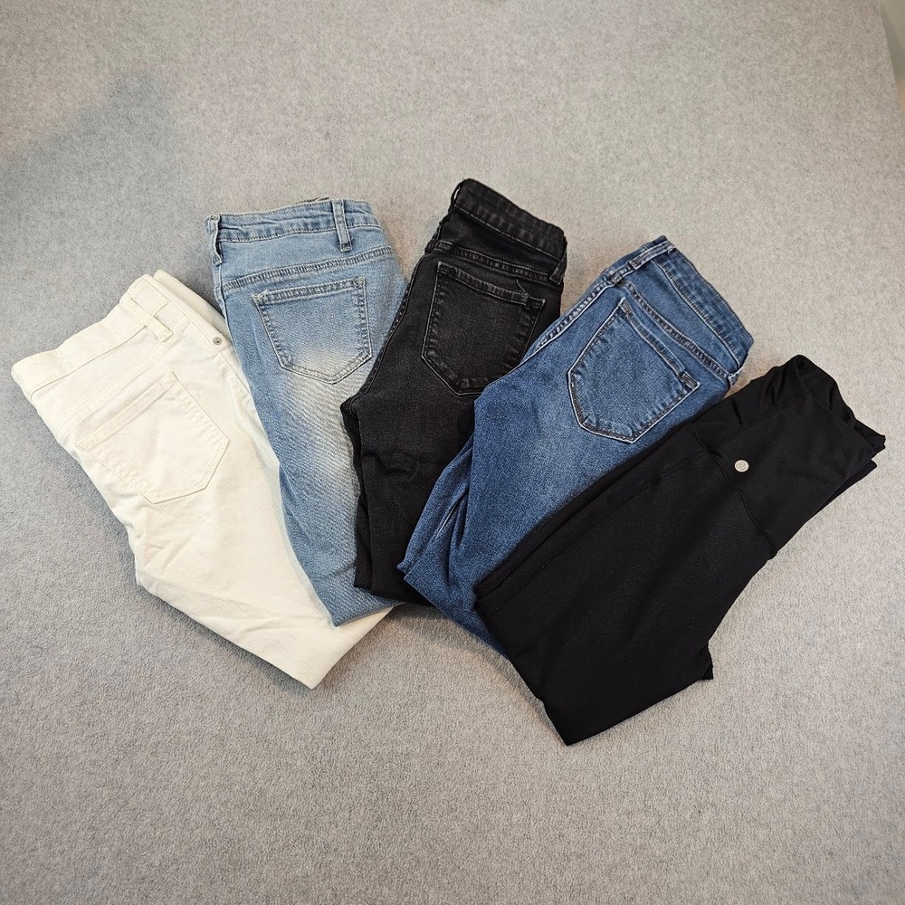 Maternity Jeans Leggings Bundle 5pc Isabel Old Navy Zella SHEIN XS S Mixed Sizes